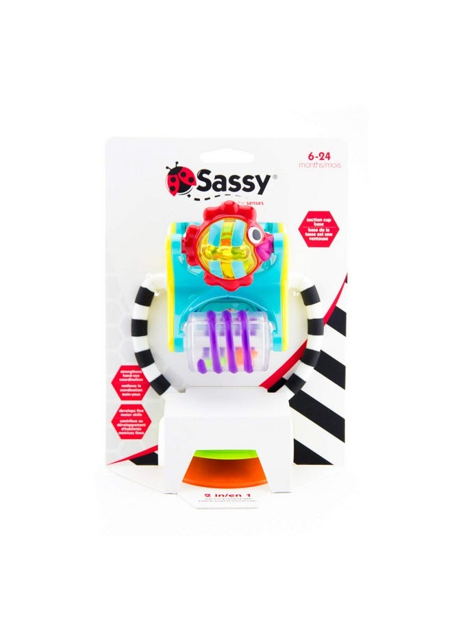 Sassy Fishy Fascination Station 2-in-1 Suction Cup High Chair Toy, Developmental Tray Toy for Early Learning, Ages 6+ Months