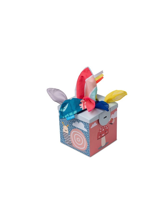Taf Toys Sensory Crinkle Tissue Box for Toddlers. STEM Montessori Toy with Colorful Soft Scarves and Crinkling Blankies