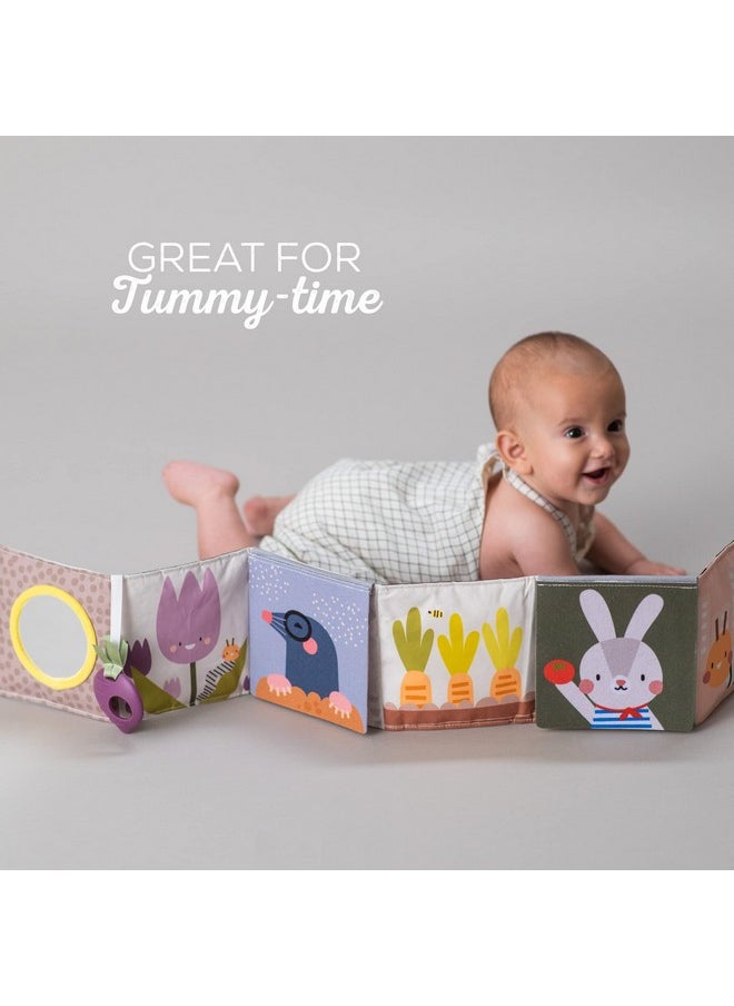 Taf Toys Urban Garden Soft Cloth Newborn Book, Crinkle Baby Book. High Contrast Sensory Toys. Early Education Activity Toy. Infant Tummy Time Toys. Multi-Sensory Textures and a Baby-Safe Mirror