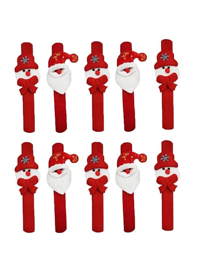 Tickles Red Santa Claus Christmas Party Hand Bracelet Band for Kids Boys & Girls (Size: 21 cm; Pack of 10)