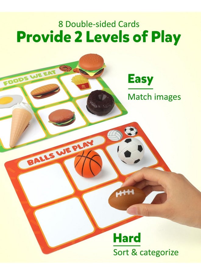 Coogam Sorting Toy for Toddlers, Animals Dinosaurs Fruits Vehicles Foods Fishes Balls Farm Playset, Fine Motor Montessori Game Preschool Educational Learning Gift for Year Old Kids