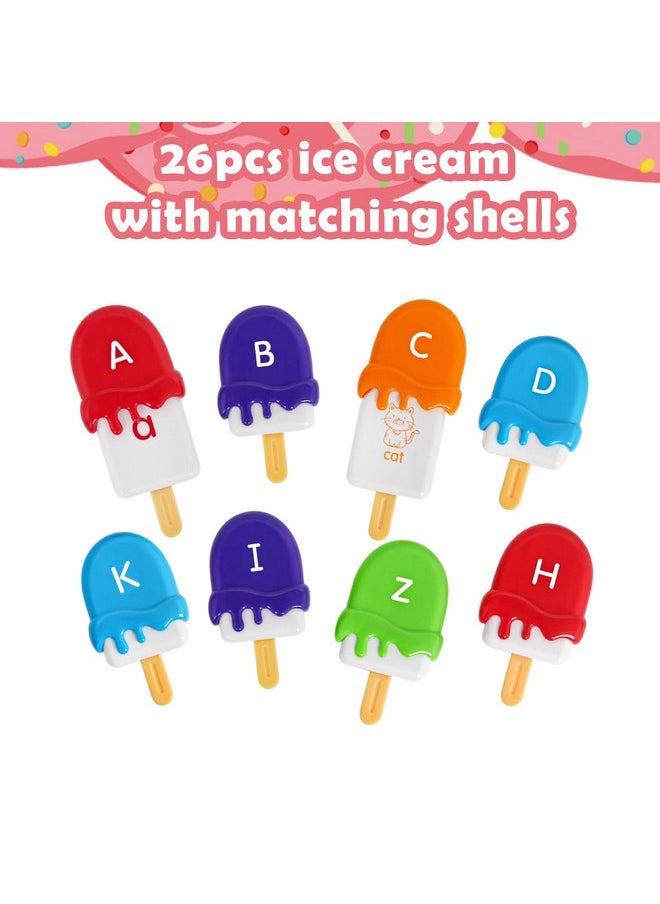 kizh Alphabet Learning Toys Matching Letter ABC Fine Motor Toy Double-Side Ice Cream Toys Preschool Learning Activities Montessori for Toddler Kids Ages 2 3 4 5