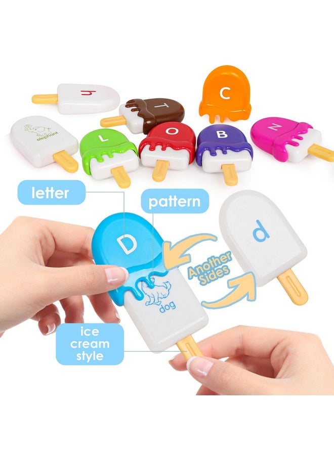 kizh Alphabet Learning Toys Matching Letter ABC Fine Motor Toy Double-Side Ice Cream Toys Preschool Learning Activities Montessori for Toddler Kids Ages 2 3 4 5