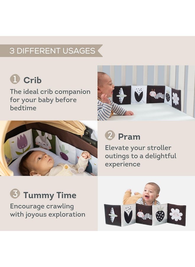 Taf Toys Bunny Black and White Soft Sensory Books Pram Book, High Contrast Baby Toys 0-3-6 Months, Essentials Tummy Time, Pram, Stroller, Car Seat Toy, Infant Toys, Newborn Essentials Must Haves