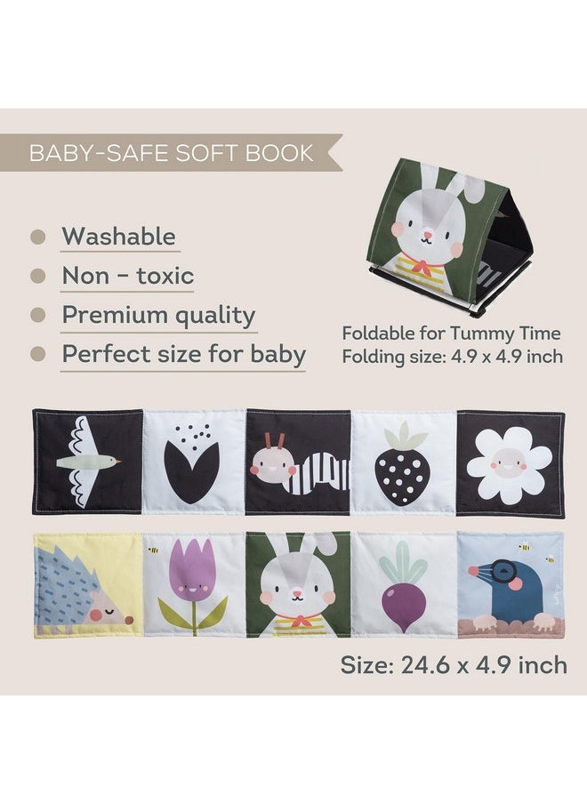 Taf Toys Bunny Black and White Soft Sensory Books Pram Book, High Contrast Baby Toys 0-3-6 Months, Essentials Tummy Time, Pram, Stroller, Car Seat Toy, Infant Toys, Newborn Essentials Must Haves