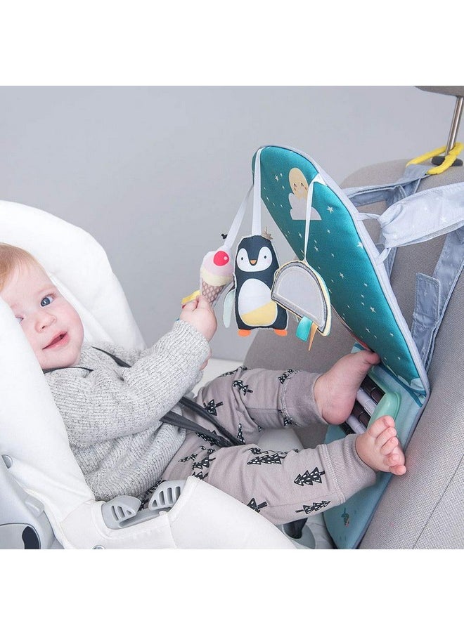 Infant Car Toy Travel Activity Center Baby Car Seat Toys for Babies 0-6 Months Arch with Mirror, Rattle, Teether Hanging Toy for Baby Infant 0-6-12 Months, Sensory Gift