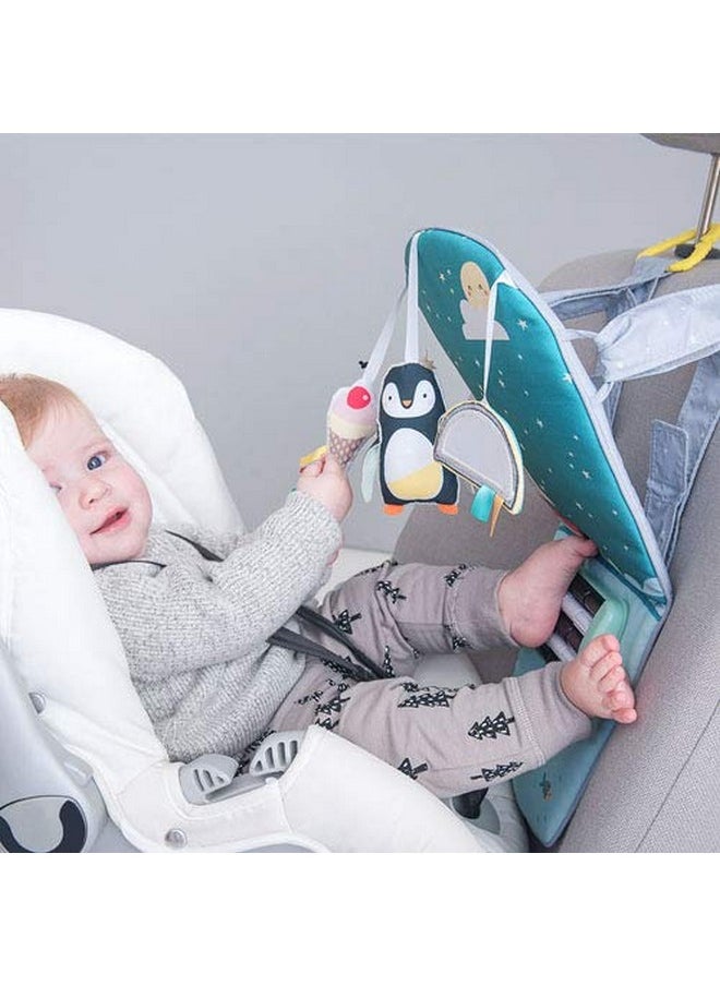 Infant Car Toy Travel Activity Center Baby Car Seat Toys for Babies 0-6 Months Arch with Mirror, Rattle, Teether Hanging Toy for Baby Infant 0-6-12 Months, Sensory Gift