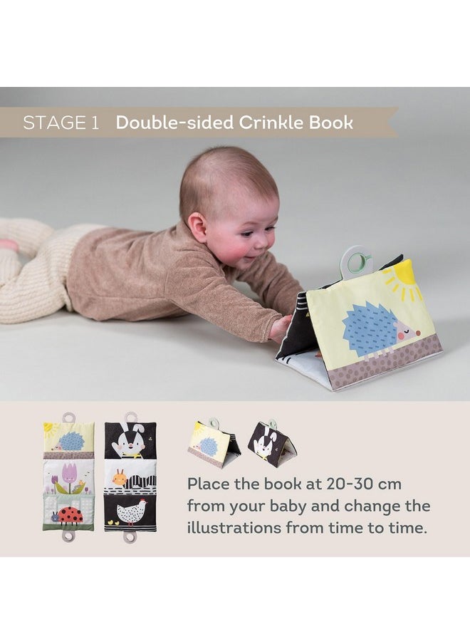 Taf Toys Baby Tummy Time Kit - High Contrast Black and White Crinkle Book, Tummy Time Support Pillow, Baby Activity Water Mat, Sensory Balls, Plate - Newborn Infant Tummy Time Sensory Toy Set 0 Month