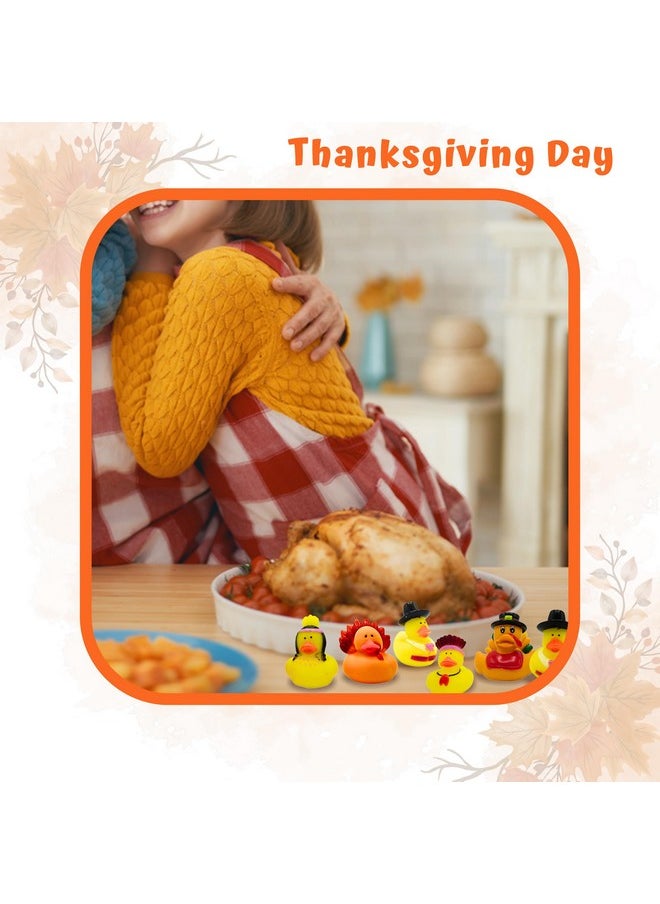 4E's Novelty Thanksgiving Rubber Duckies (12 Pack) Thanksgiving Themed Rubber Ducks Bulk Turkey & Pilgrim Ducks, Thanksgiving Party Favors Supplies for Kids Adults, Table Centerpiece, Bath Toys
