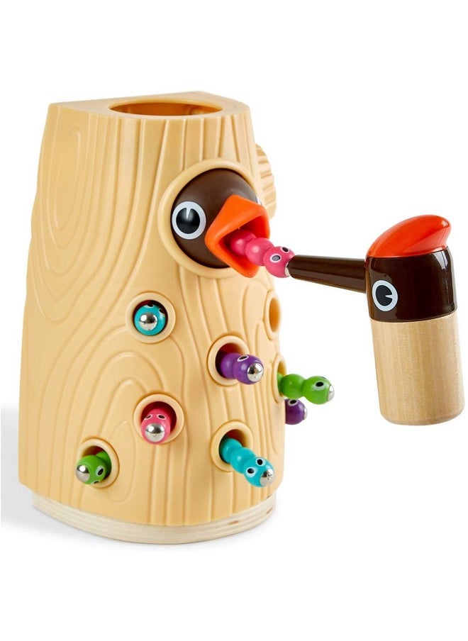 TOP BRIGHT Montessori Toys for 2 Year Old Girl and Boy, Fine Motor Skills Toddler Toys Age 2-4, Woodpecker Worm Toy Magnetic Bird Feeding Game