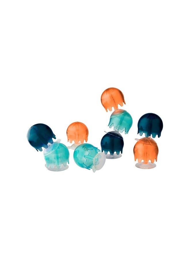 Boon Jellies Suction Cup Bath Toys - Bathtub Baby Sensory Toys - Jellyfish Suction Toys for Bath Time - Navy/Coral - Baby and Toddler Bath Toys - 9 Count - Ages 12 Months and Up