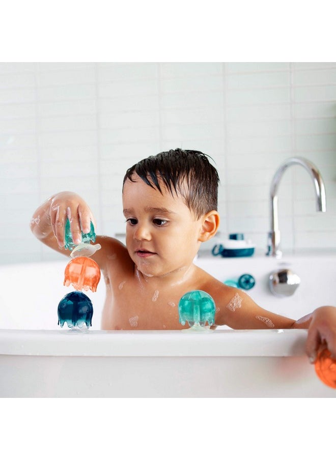 Boon Jellies Suction Cup Bath Toys - Bathtub Baby Sensory Toys - Jellyfish Suction Toys for Bath Time - Navy/Coral - Baby and Toddler Bath Toys - 9 Count - Ages 12 Months and Up