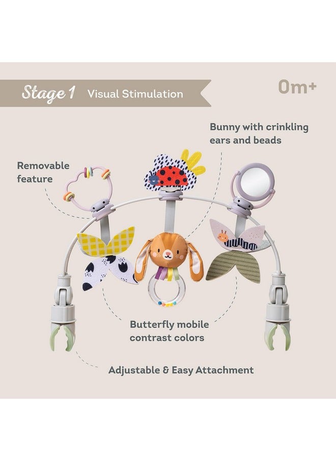 Taf Toys Baby Activity Arch, Stroller and Car Seat Toy Attachment with Rattling Beads Maze and Double-Sided Spinning Mirror, Ideal for Baby’s Fine Motor Skills Development, 0-12 Months