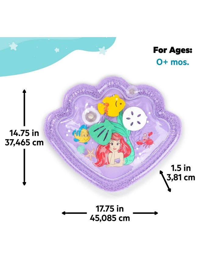 Bright Starts Disney Princess Ariel Tummy Time Water Mat, The Little Mermaid Sea Treasures, Purple, Baby Girl Newborn +