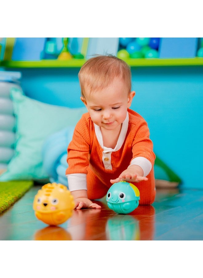 Bright Starts Giggables Roll & Chase Pals Crawling Toy, Lion & Elephant, Unisex, Infant to Toddler, 2-Pack