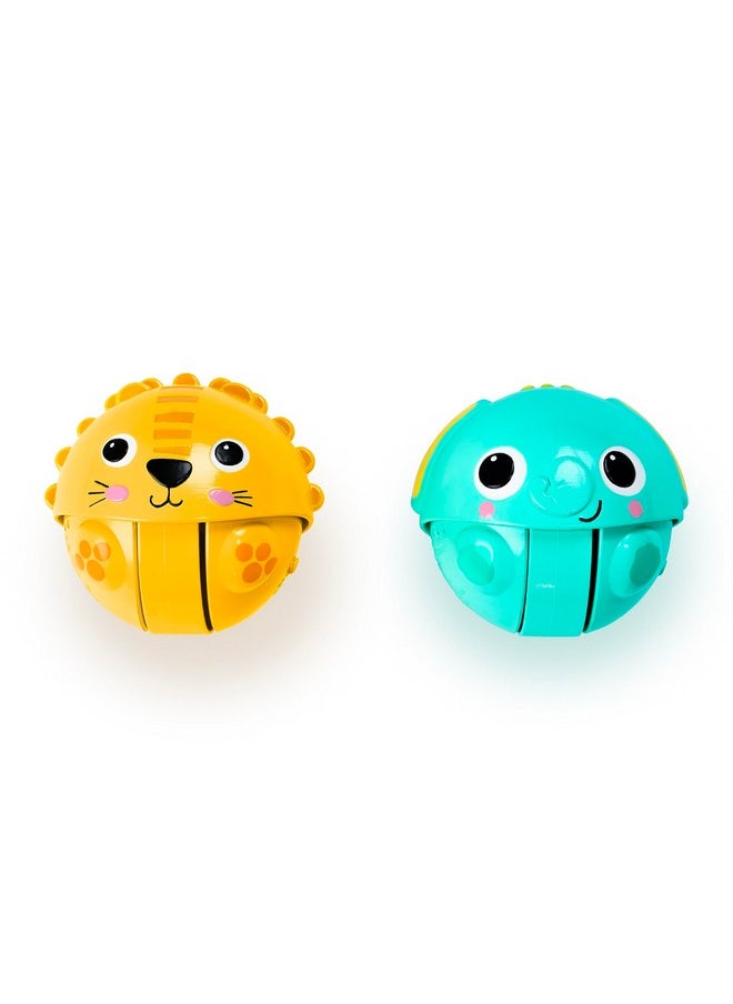 Bright Starts Giggables Roll & Chase Pals Crawling Toy, Lion & Elephant, Unisex, Infant to Toddler, 2-Pack