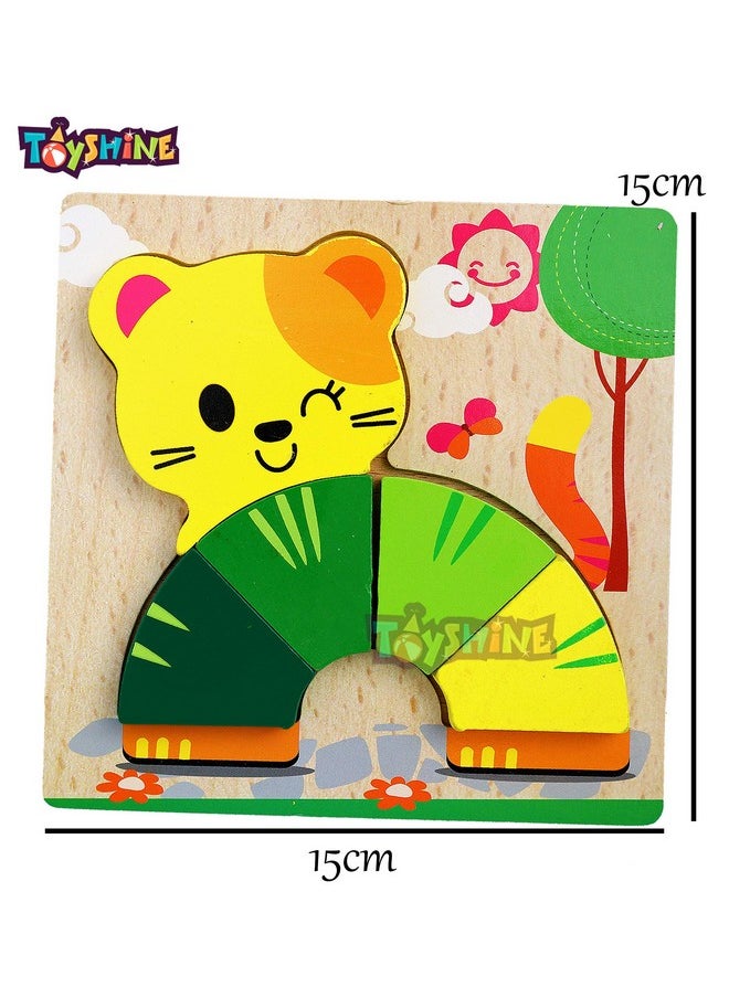 Toyshine 2 in 1 Wooden Pick and Fix Puzzle Toy, Premium Wooden Puzzle with Thick Wooden Slab - Dog and Bear