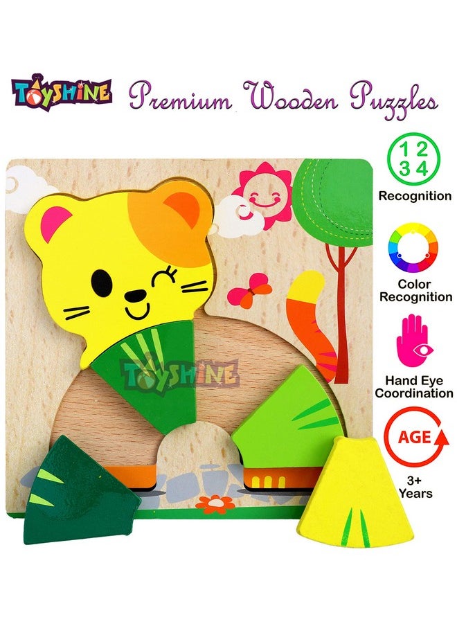Toyshine 2 in 1 Wooden Pick and Fix Puzzle Toy, Premium Wooden Puzzle with Thick Wooden Slab - Dog and Bear