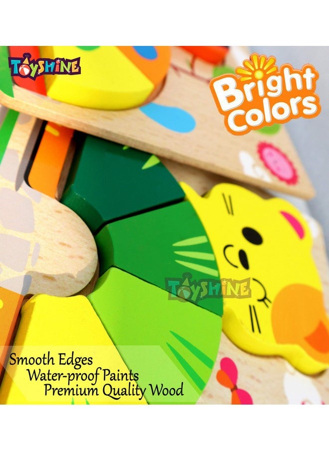 Toyshine 2 in 1 Wooden Pick and Fix Puzzle Toy, Premium Wooden Puzzle with Thick Wooden Slab - Dog and Bear