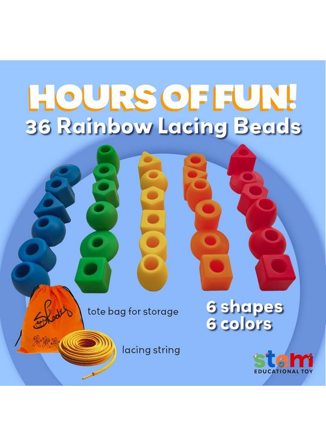 Skoolzy 30 Pcs Lacing Beads | Motor Skills Toys for Toddlers 3-5 | Lacing Toy or fine Motor Skills Toys for 3-4 Year Old | Toddler Beads Perfect as Teaching Lacing Toys | stringing Beads for Kids 3-5