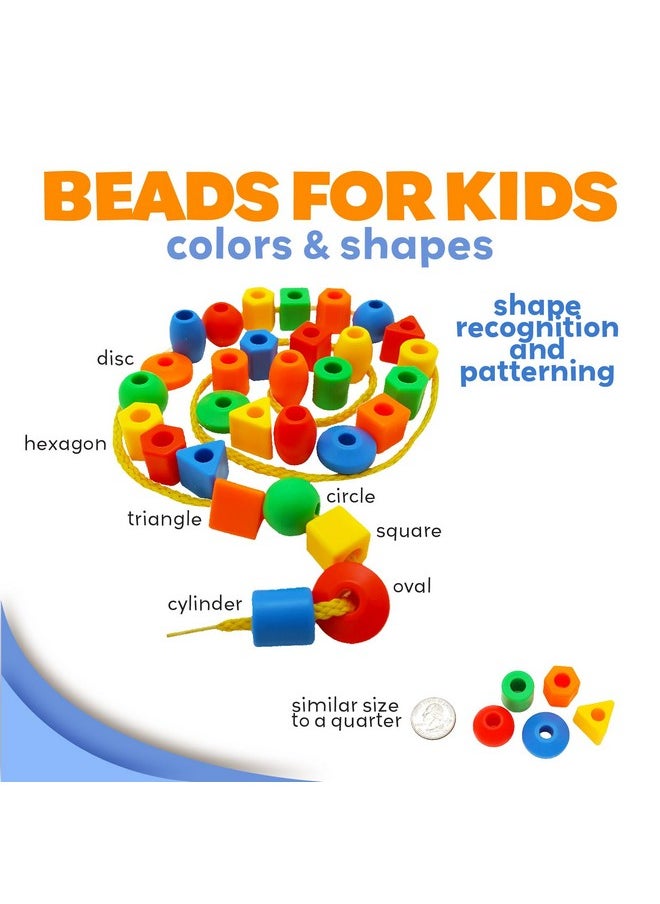 Skoolzy 30 Pcs Lacing Beads | Motor Skills Toys for Toddlers 3-5 | Lacing Toy or fine Motor Skills Toys for 3-4 Year Old | Toddler Beads Perfect as Teaching Lacing Toys | stringing Beads for Kids 3-5