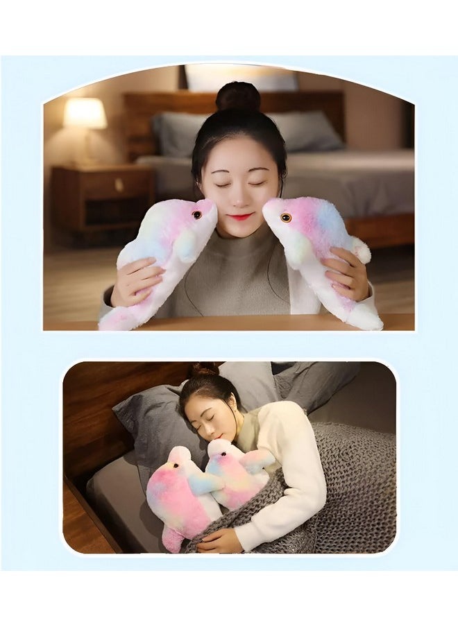 Tickles Rainbow Dolphin Soft Stuffed Plush Toy Cum Pillow Sea Animal for Kids Boys & Girls Birthday Gifts (Color: Multicolor Size: 35 cm)