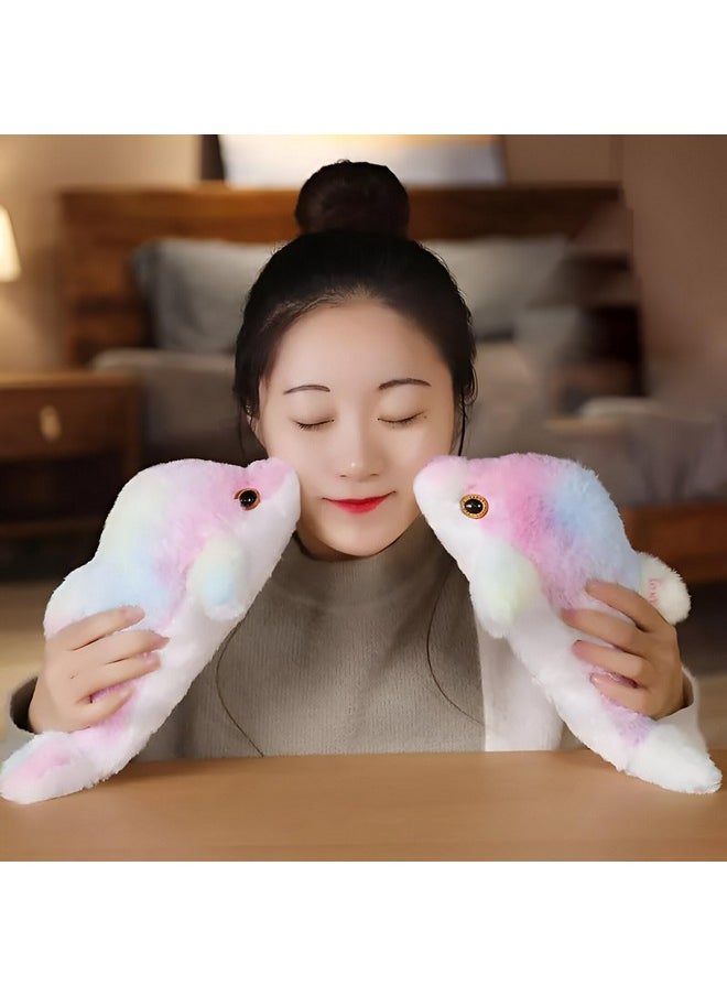 Tickles Rainbow Dolphin Soft Stuffed Plush Toy Cum Pillow Sea Animal for Kids Boys & Girls Birthday Gifts (Color: Multicolor Size: 35 cm)