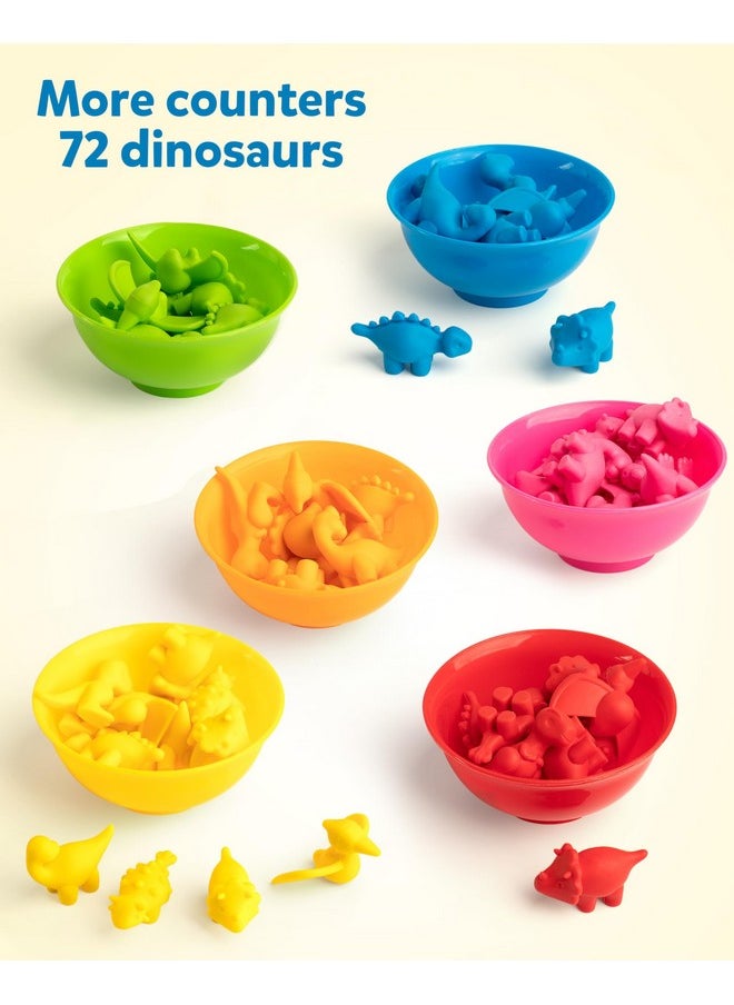 Coogam Counting Dinosaur Sorting Toy Set, Color Matching Classification Game, Montessori Fine Motor Skill Preschool Educational Montessori Learning Toys for 3 4 5 Years Old