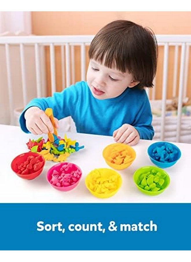 Coogam Counting Dinosaur Sorting Toy Set, Color Matching Classification Game, Montessori Fine Motor Skill Preschool Educational Montessori Learning Toys for 3 4 5 Years Old