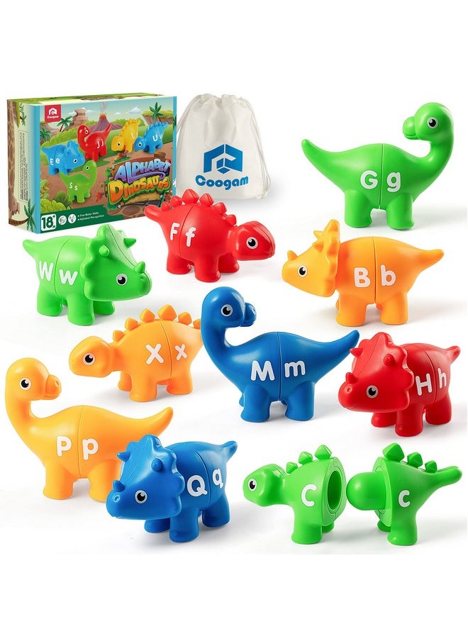 Coogam Matching Letters Fine Motor Toy, 26 PCS Double-Sided ABC Dinosaur Alphabet Match Game with Uppercase Lowercase, Preschool Educational Montessori Learning Toys for Toddlers