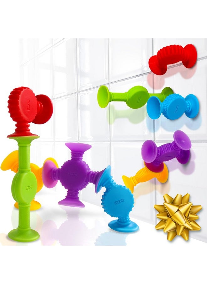 BUNMO Suction Bath Toys - Stocking Stuffers for Kids - No Mold Bath Toy - Hours of Fun - Fine Motor Skills - Stimulating & Addictive Sensory Suction Toy - Kids Stocking Stuffers - Textured 10 Pack