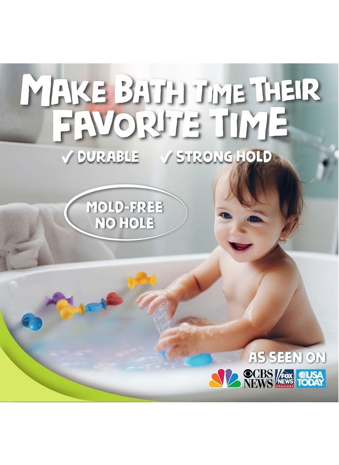 BUNMO Suction Bath Toys - Stocking Stuffers for Kids - No Mold Bath Toy - Hours of Fun - Fine Motor Skills - Stimulating & Addictive Sensory Suction Toy - Kids Stocking Stuffers - Textured 10 Pack