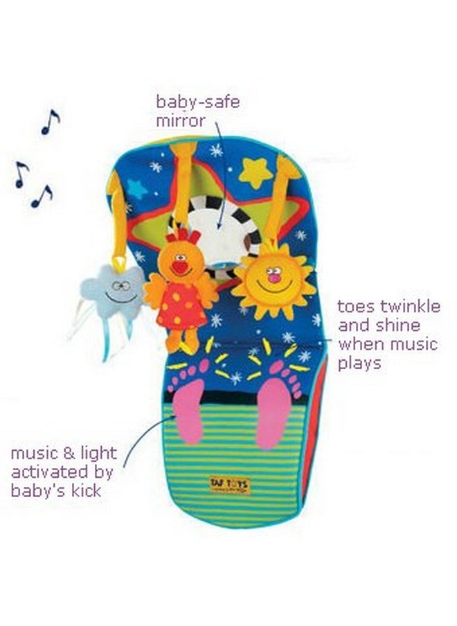 Taf Toys Toe Time Infant Car Seat Toy | Kick and Play Activity Center with Music, Lights, Mirror, and Jingling Toys | Fun Travel Baby Toy for Rear Car Seat | Easier Drive with Newborns, Babies