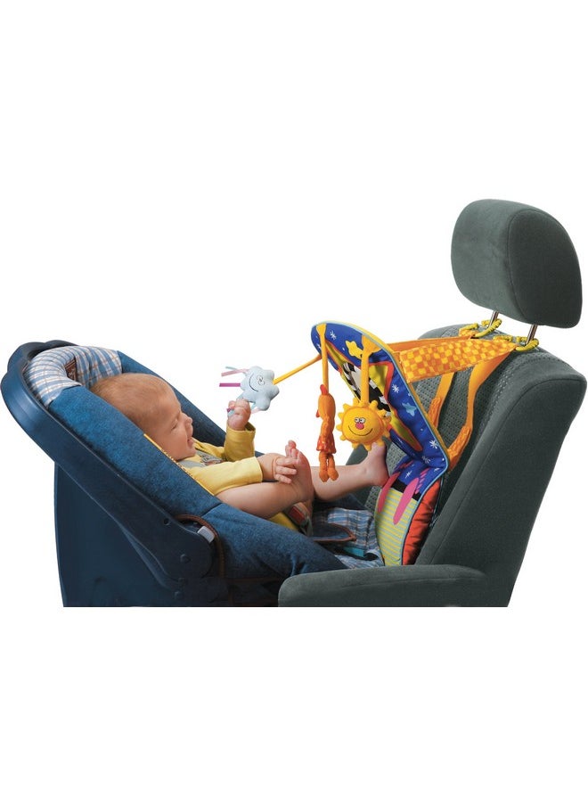Taf Toys Toe Time Infant Car Seat Toy | Kick and Play Activity Center with Music, Lights, Mirror, and Jingling Toys | Fun Travel Baby Toy for Rear Car Seat | Easier Drive with Newborns, Babies