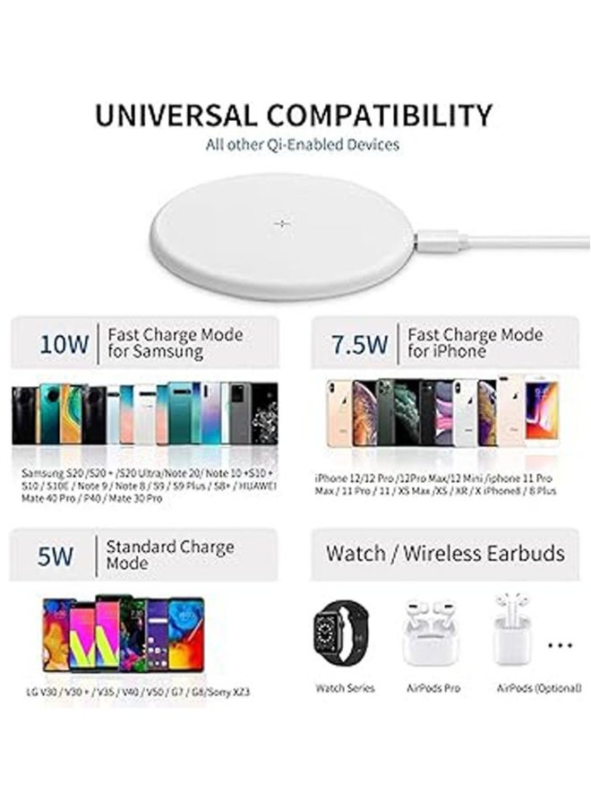 Ultra Slim Qi-Certified Fast Wireless Charger Pad for iPhone 13/12/11 Series/X, XR Series, 8/SE Series (7.5W), Samsung Galaxy S6-22, Note 7-20 (10W), Airpods