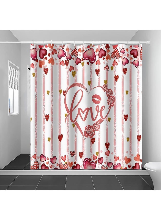 Love Pattern Shower Curtain Holiday Decoration Shower Curtain Home Bathroom Dry And Wet Separation Partition Shower Curtain Waterproof Shower Curtain