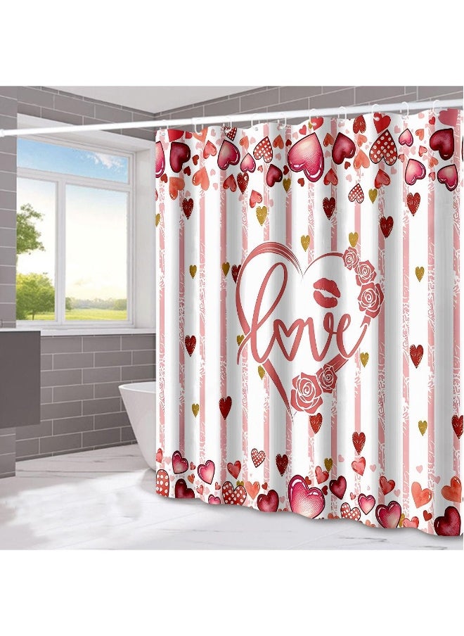 Love Pattern Shower Curtain Holiday Decoration Shower Curtain Home Bathroom Dry And Wet Separation Partition Shower Curtain Waterproof Shower Curtain