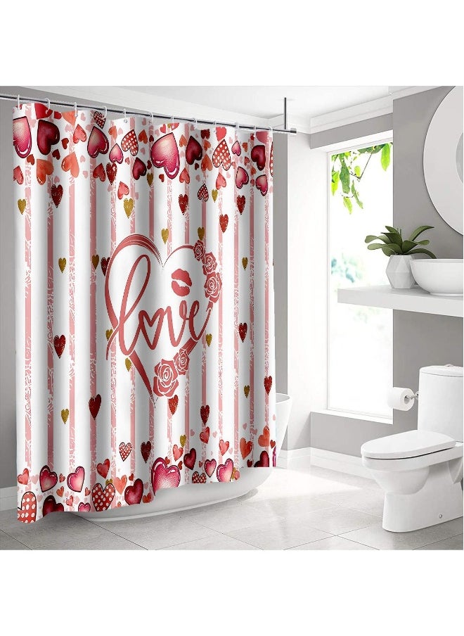 Love Pattern Shower Curtain Holiday Decoration Shower Curtain Home Bathroom Dry And Wet Separation Partition Shower Curtain Waterproof Shower Curtain