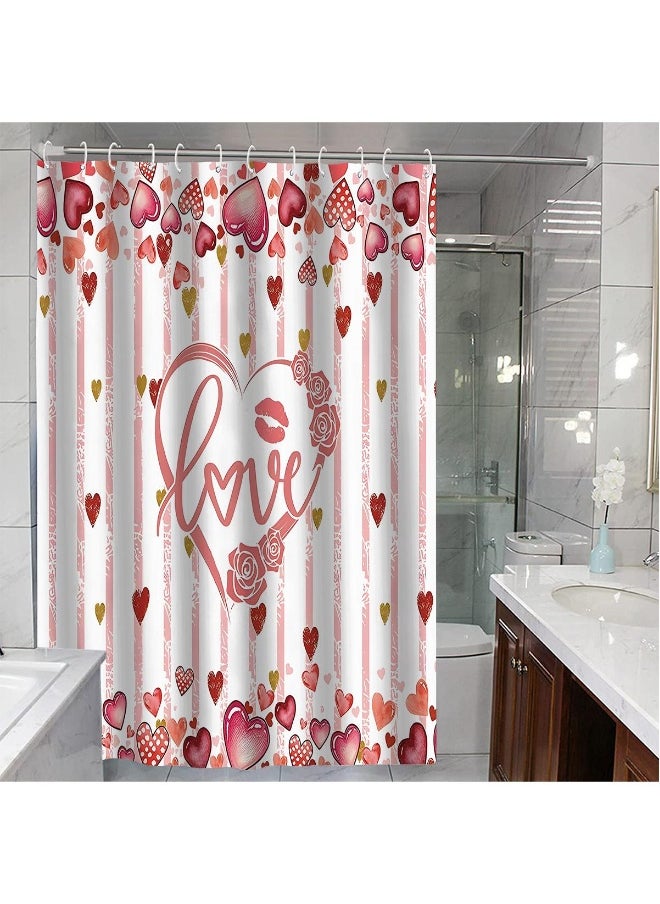 Love Pattern Shower Curtain Holiday Decoration Shower Curtain Home Bathroom Dry And Wet Separation Partition Shower Curtain Waterproof Shower Curtain