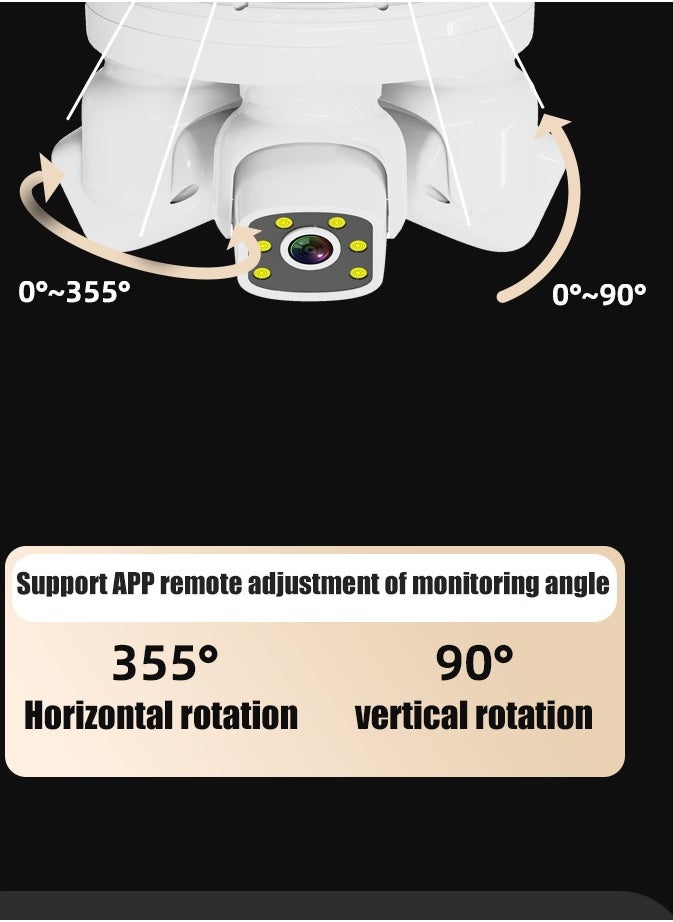 4G Security Camera with 3 Channel Camera, 360° View, No Blind Spots, SD/Cloud Storage, AI/Motion Detection(Built-in 4g Card).