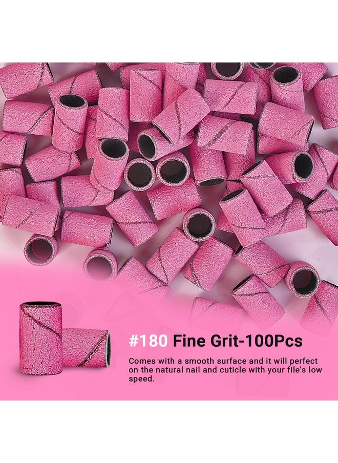 MelodySusie 100 Pcs Nail Drill Bits Sanding Bands for Nail Drill 180 Fine Grit Nail File Sanding Bands for Acrylic Nails Gel Manicures and Pedicure