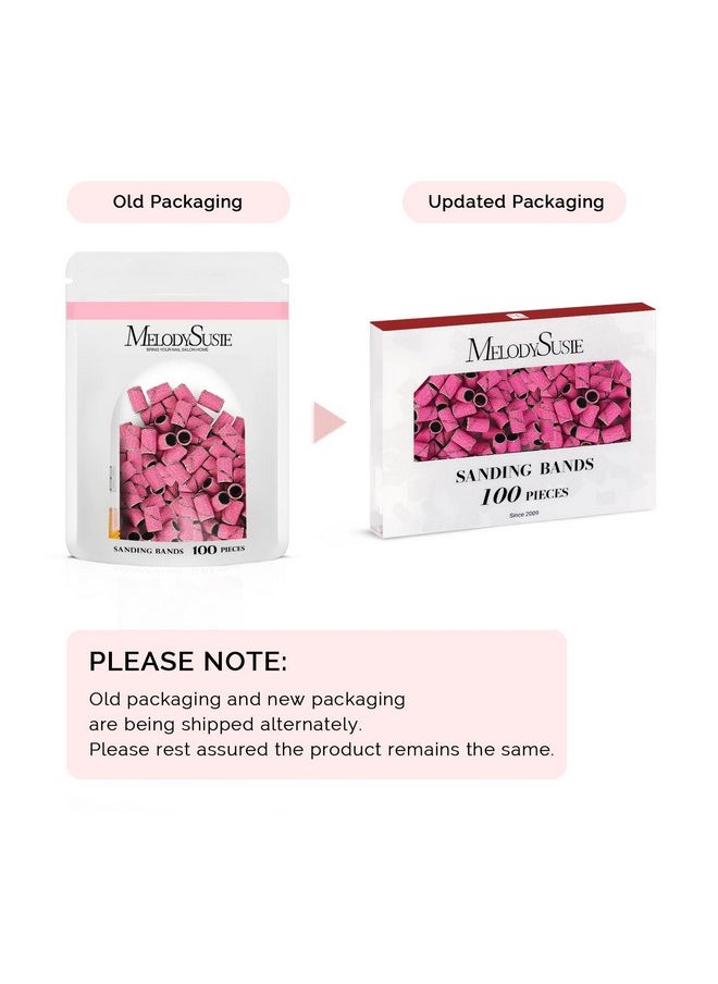 MelodySusie 100 Pcs Nail Drill Bits Sanding Bands for Nail Drill 180 Fine Grit Nail File Sanding Bands for Acrylic Nails Gel Manicures and Pedicure