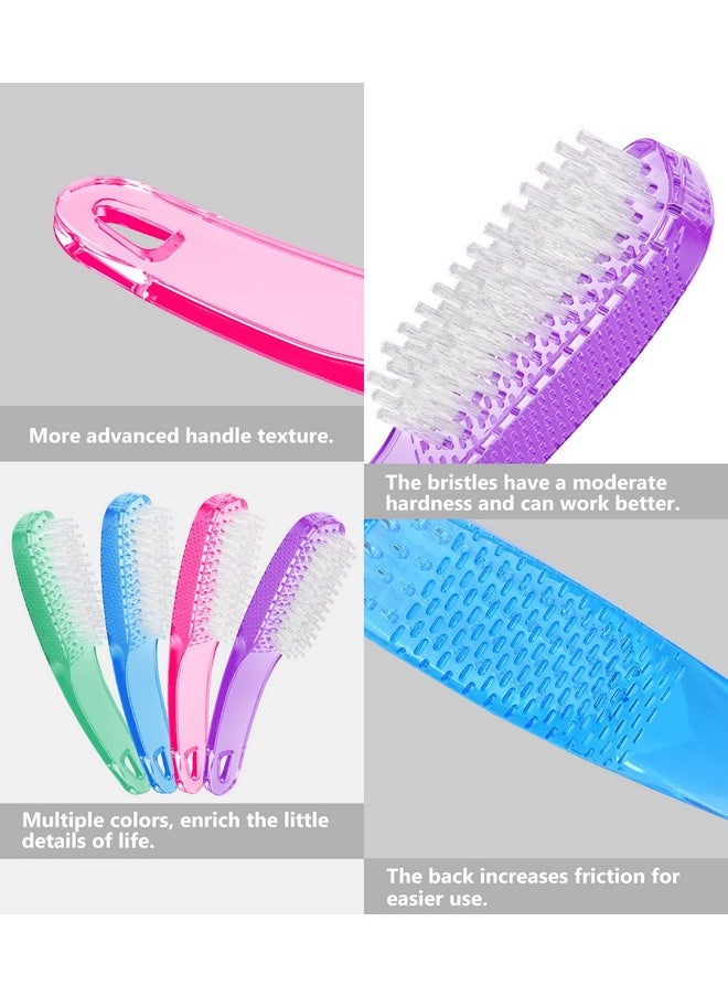 Larbois Nail Brush for Cleaning Fingernails, 4Pack Handle Grip Nail Brushes Fingernail Brush for Cleaning Nail Scrub Brush for Toes and Nails Women Men (Color3)