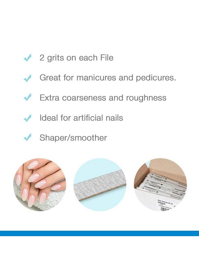 Flowery Disposable High-Speed Shiner, Dual-Grit 100/180 Nail Files, Individually Wrapped, Single-Use, 100 ct