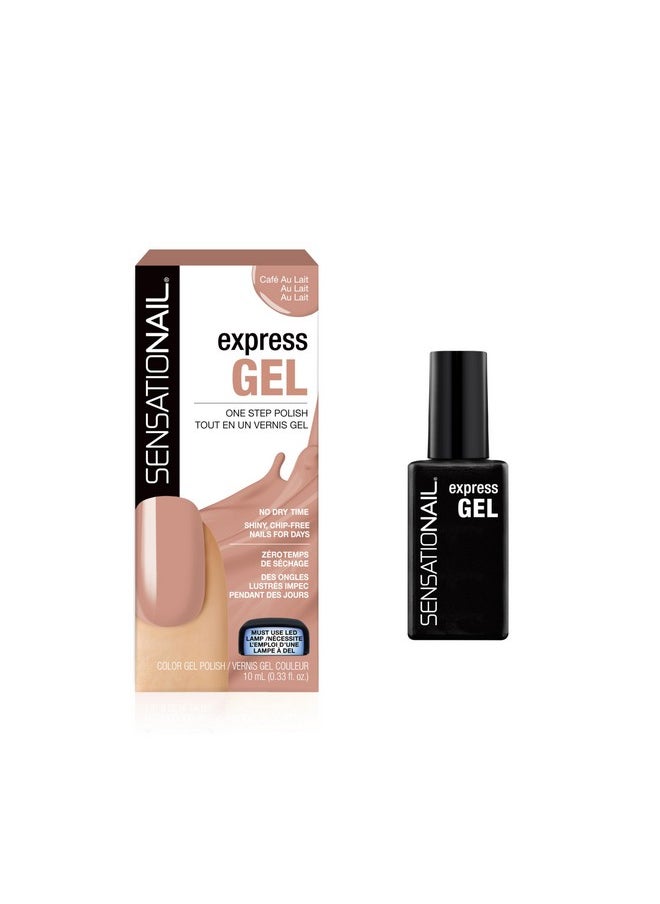 Sensationail Express Gel Nail Polish - At Home Gel Quick-Cure Polish - Glossy, Long-Lasting, No Dry Time - Lasts Up to 10 Days - Cafe Au - 10 mL/0.33 fl oz