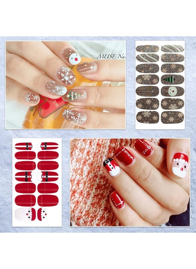 DANNEASY 224 Pieces 16 Sheets Christmas Nail Stickers Full Nail Wraps Nail Polish Strips Adhesive Nail Art Stickers for Women with Nail File, Cuticle Stick(Classic Series)