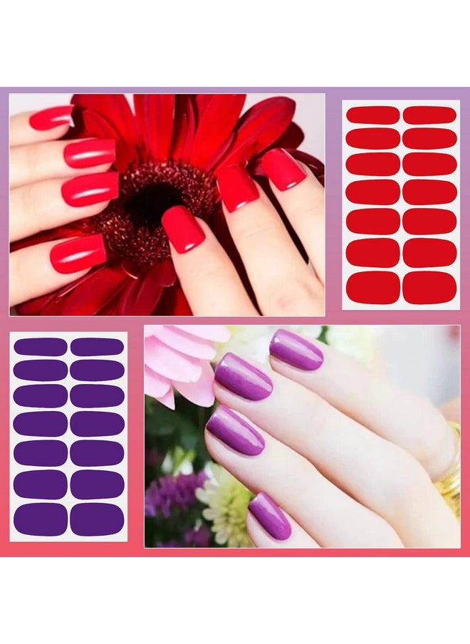 DANNEASY 16 Sheets Full Nail Wraps Bright Solid Color Nail Polish Strips Gel Nail Strips Self Adhesive Nail Polish Stickers for Women Manicure Sticker for Nail Art with Nail File, Cuticle Stick