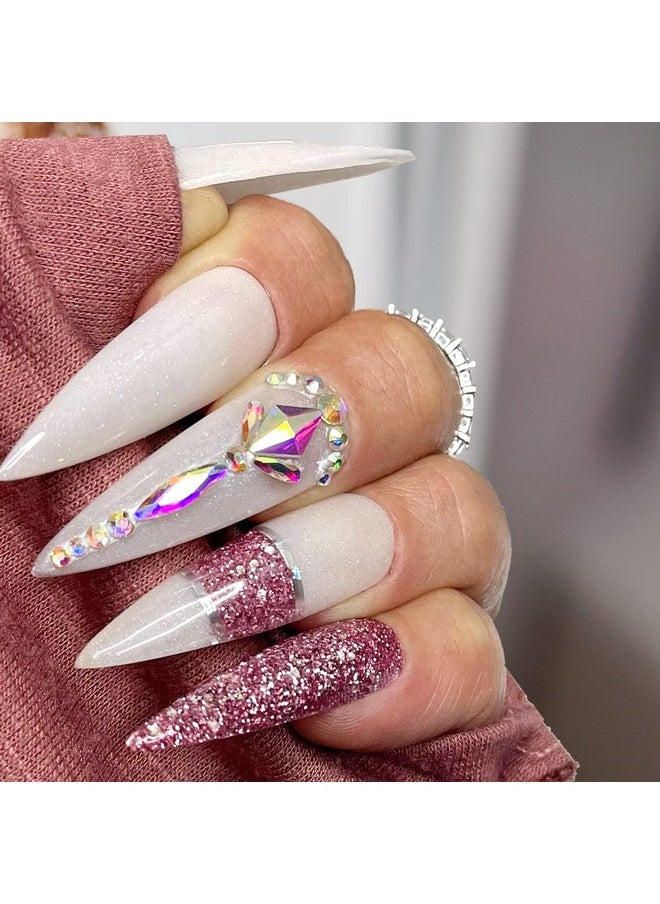 PrettyDiva Dip Powder - GO FOR CLASSY Nail Dip Powder, 1Oz White Shimmer Dip Powder for DIY Nail Art Manicure