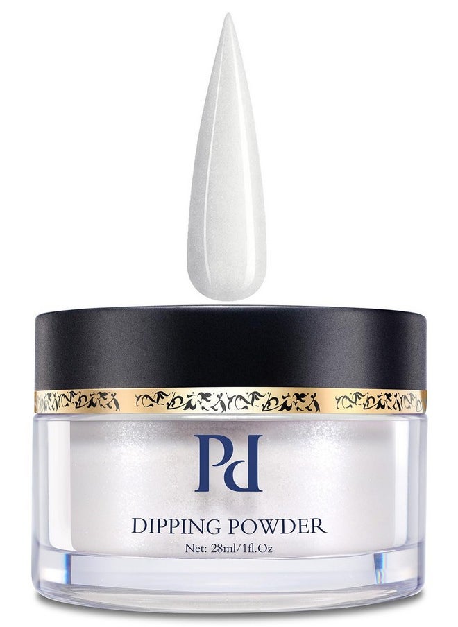 PrettyDiva Dip Powder - GO FOR CLASSY Nail Dip Powder, 1Oz White Shimmer Dip Powder for DIY Nail Art Manicure