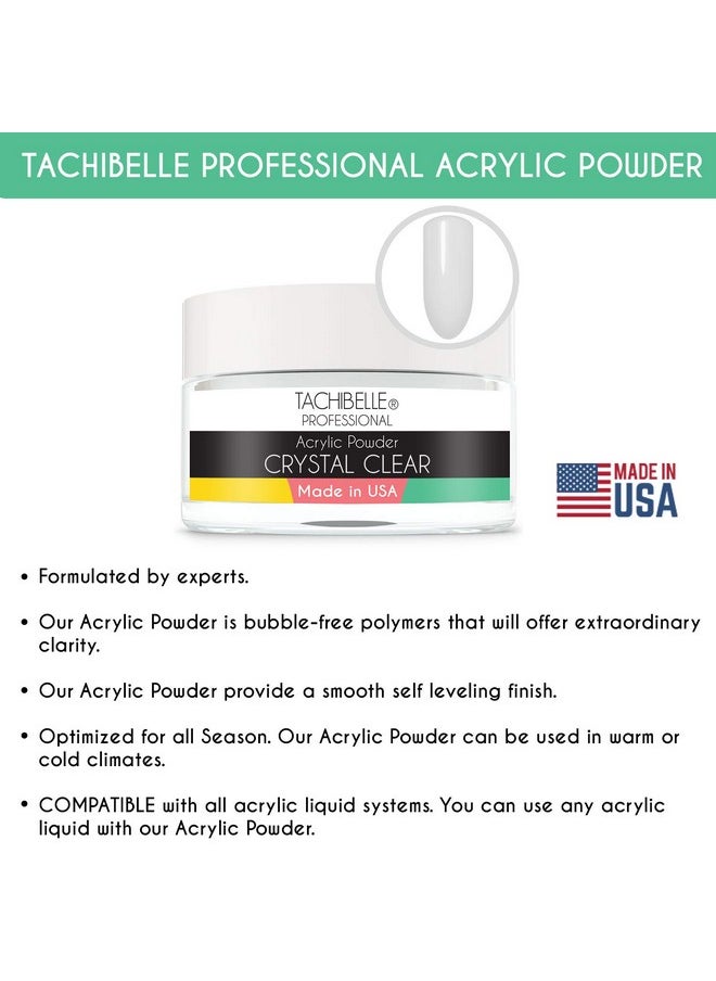 Tachibelle Professional Acrylic Nail System Acrylic Powder, 4 oz. Made in USA. Used in Professional Salons. (Crystal Clear 4oz)